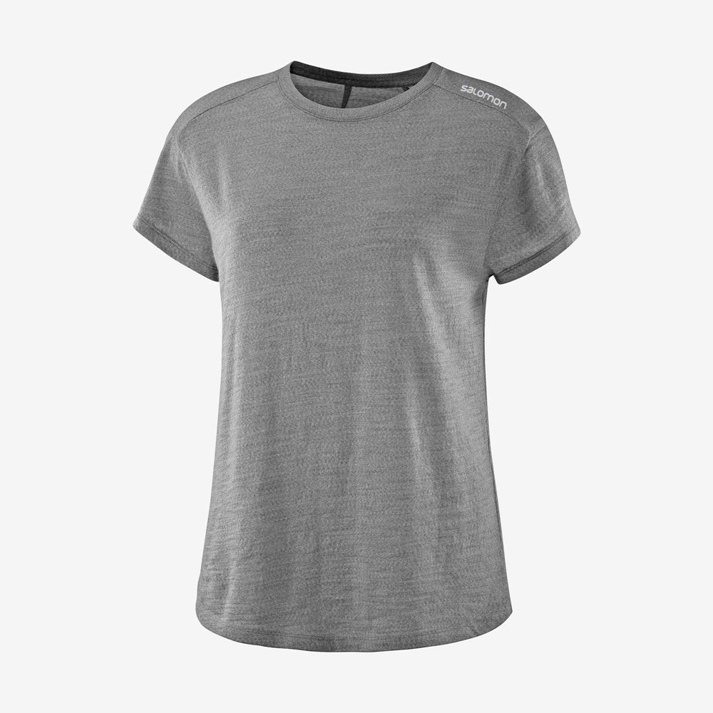 Camisetas Salomon Mujer Gris - Salomon Argentina OUTLIFE MERINO SS W,235748-LBK